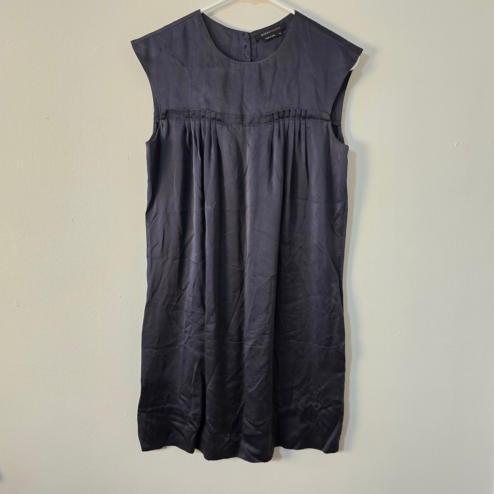 BCBGMaxAzria Silk Dress BCBG Womens Extra Small Black Sleeveless Pockets Mini